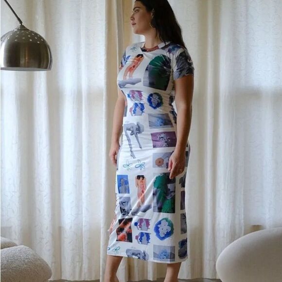 WITH JEAN Artwork Print Morph Maxi Dress in Floral Mimicry Size XXS - Picture 4 of 11